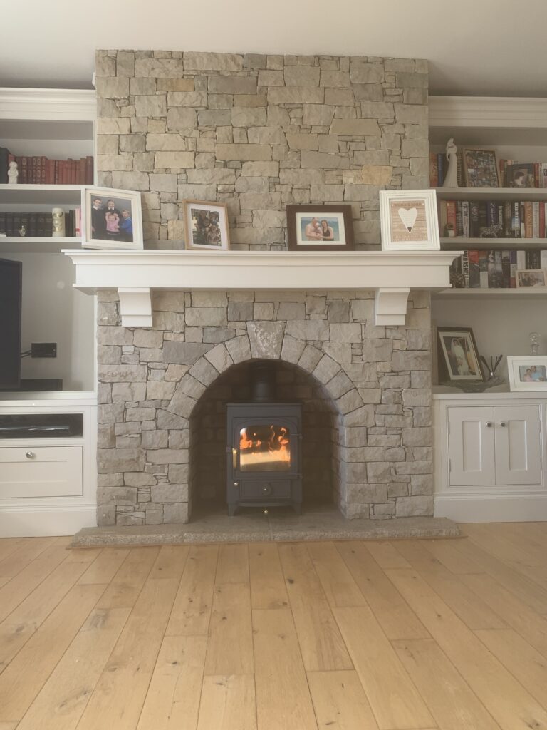 Clearview Pioneer 400 in stone fireplace