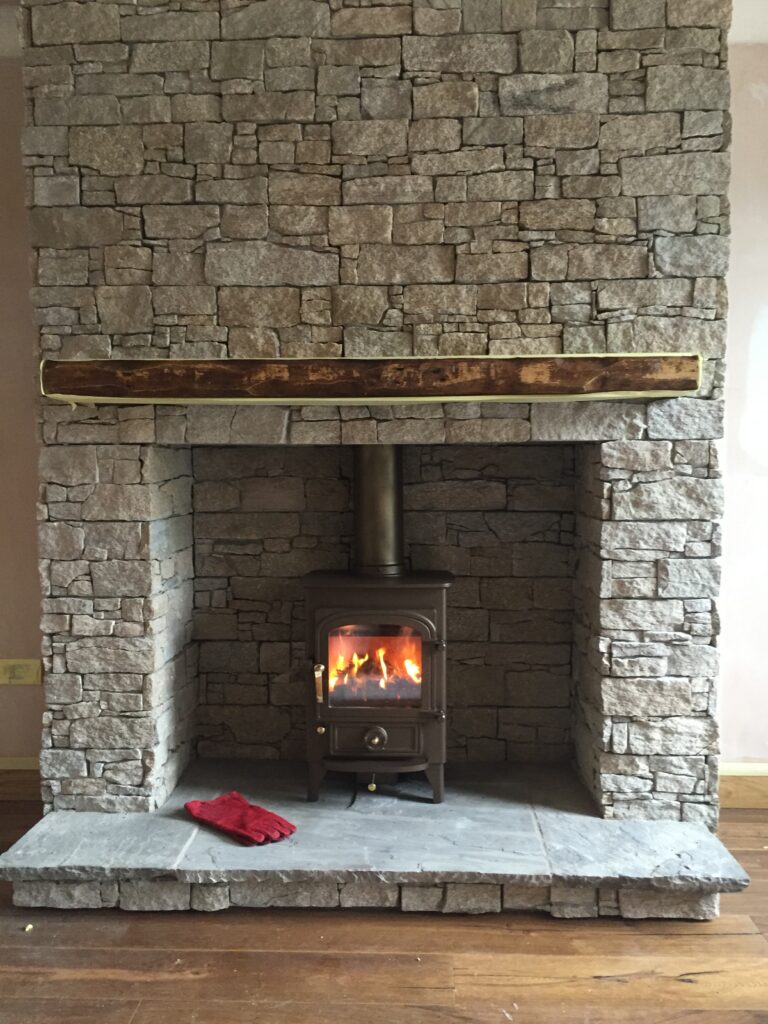 Clearview Pioneer 400 in stone fireplace